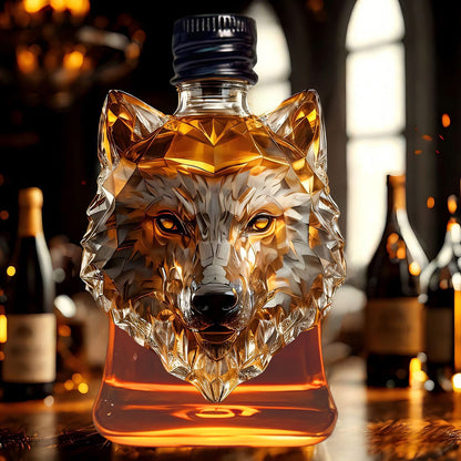 Darzheoy Wolf Whiskey Bottle, Funny Wolf Whiskey Bottle, 3D Wolf Shape Glass, Wine Decanter for Men Dad, Home Bar Dachshund Lover Decor D