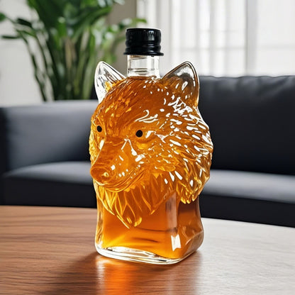 Darzheoy Wolf Whiskey Bottle, Funny Wolf Whiskey Bottle, 3D Wolf Shape Glass, Wine Decanter for Men Dad, Home Bar Dachshund Lover Decor E