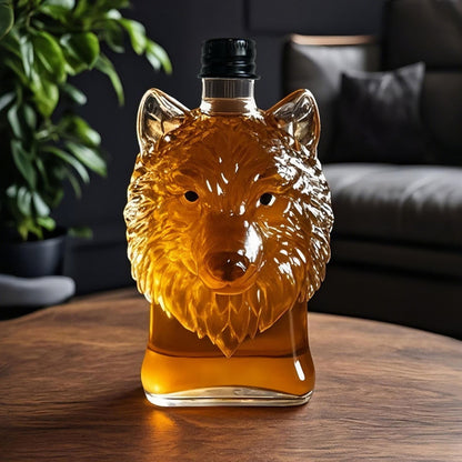 Darzheoy Wolf Whiskey Bottle, Funny Wolf Whiskey Bottle, 3D Wolf Shape Glass, Wine Decanter for Men Dad, Home Bar Dachshund Lover Decor E