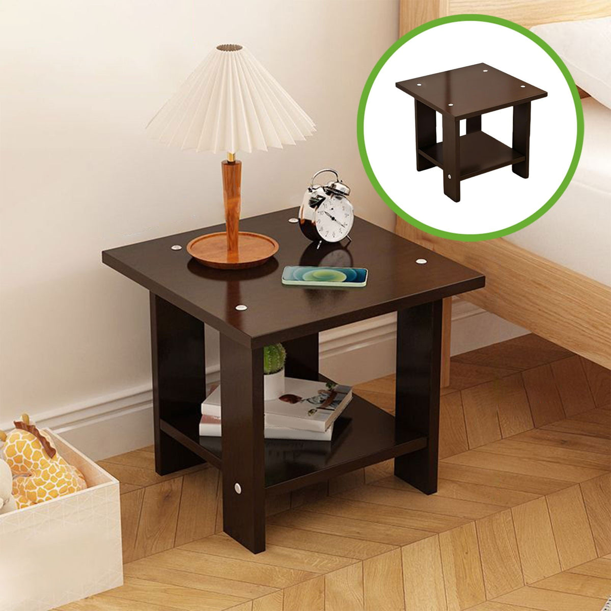Kdkad Compact Multi-Functional Side Table, Small Accent End Table for Sofa, Bedside, Living Room & Apartment, Portable Tea Table Nightstand Black