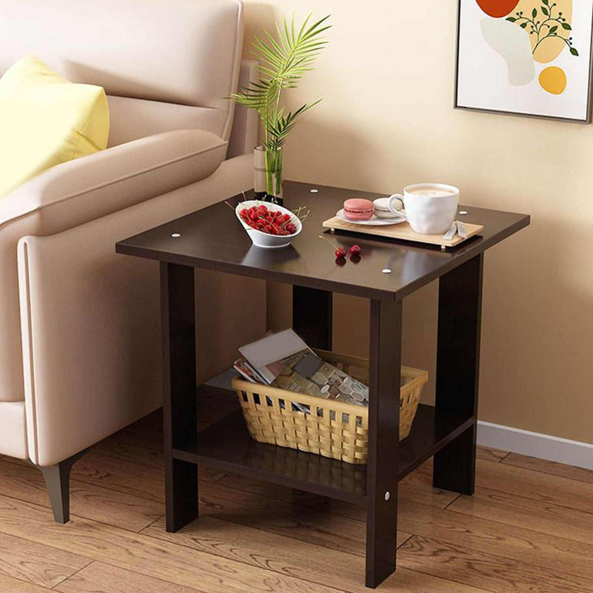 Kdkad Compact Multi-Functional Side Table, Small Accent End Table for Sofa, Bedside, Living Room & Apartment, Portable Tea Table Nightstand Black