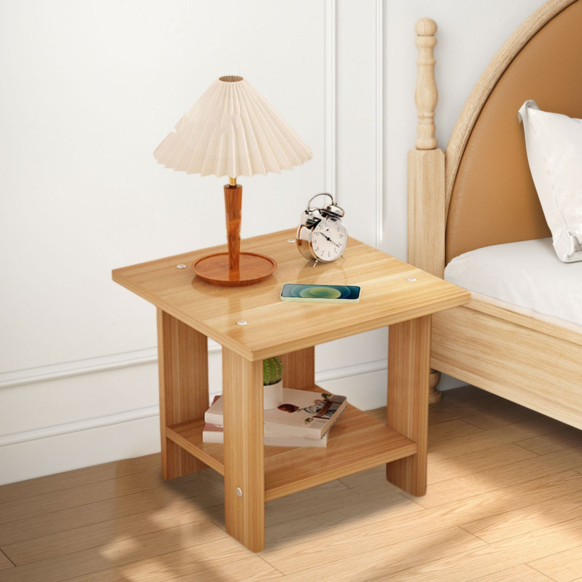 Kdkad Compact Multi-Functional Side Table, Small Accent End Table for Sofa, Bedside, Living Room & Apartment, Portable Tea Table Nightstand Brown
