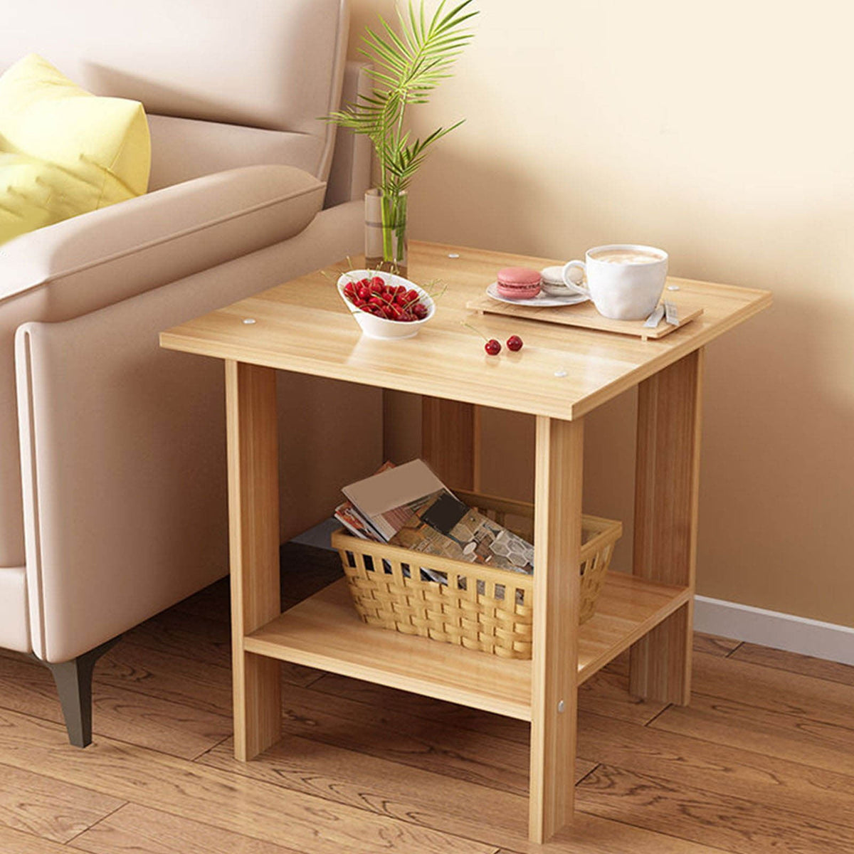Kdkad Compact Multi-Functional Side Table, Small Accent End Table for Sofa, Bedside, Living Room & Apartment, Portable Tea Table Nightstand Brown