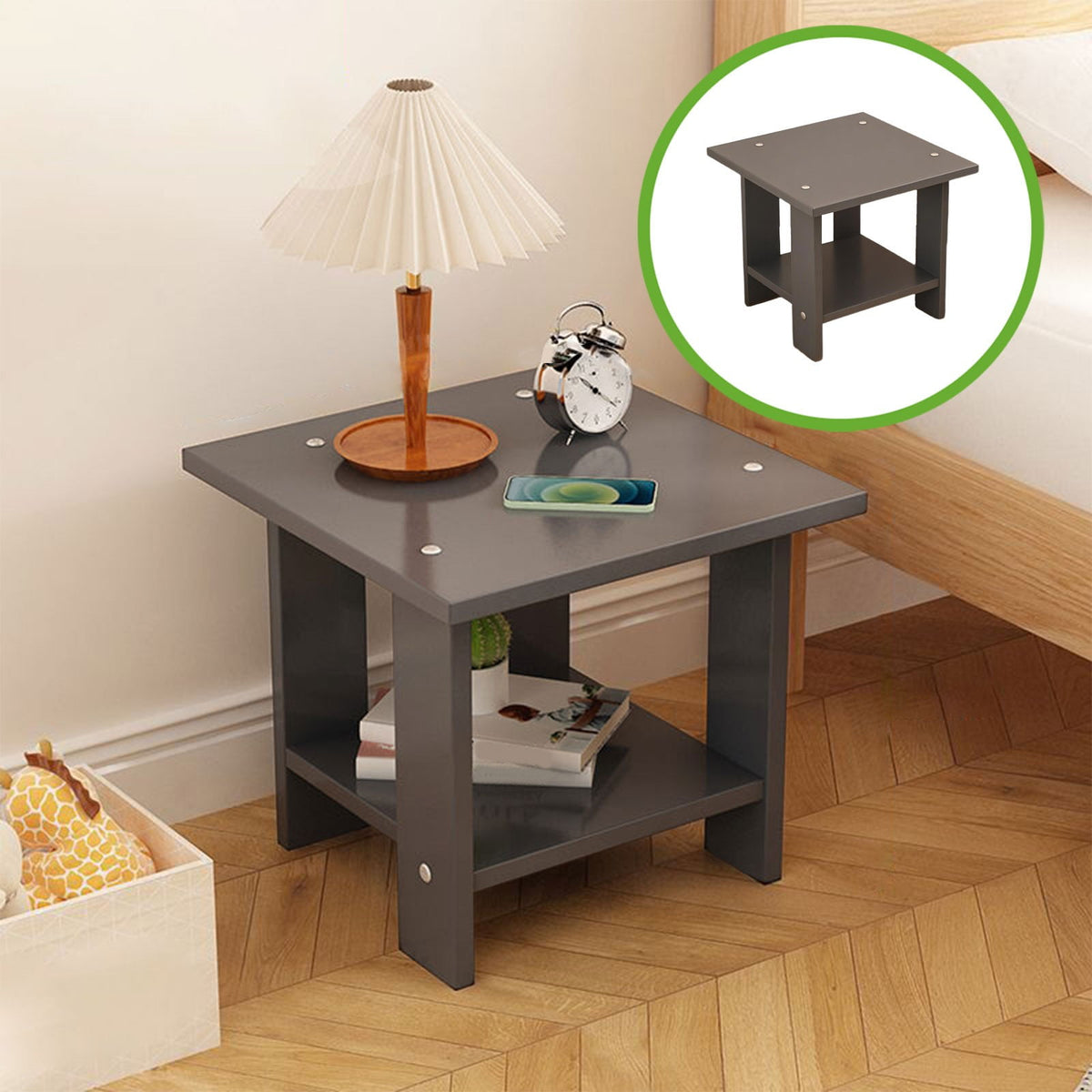 Kdkad Compact Multi-Functional Side Table, Small Accent End Table for Sofa, Bedside, Living Room & Apartment, Portable Tea Table Nightstand Gray