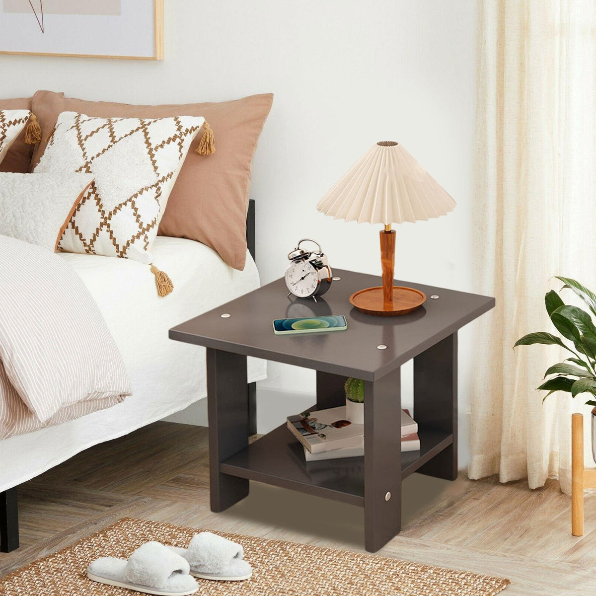Kdkad Compact Multi-Functional Side Table, Small Accent End Table for Sofa, Bedside, Living Room & Apartment, Portable Tea Table Nightstand Gray