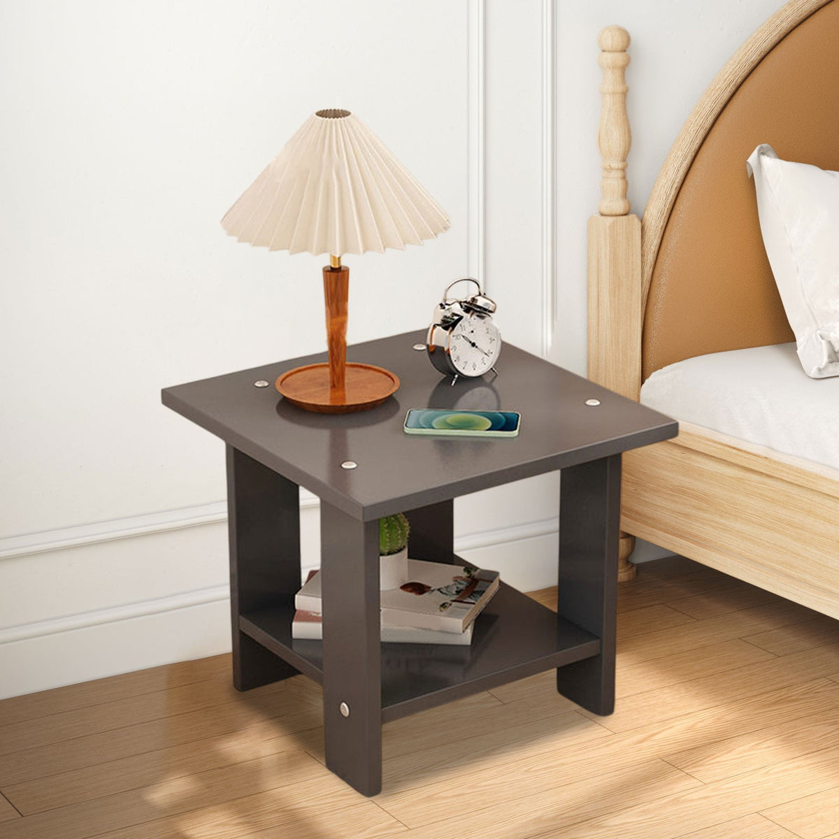 Kdkad Compact Multi-Functional Side Table, Small Accent End Table for Sofa, Bedside, Living Room & Apartment, Portable Tea Table Nightstand Gray