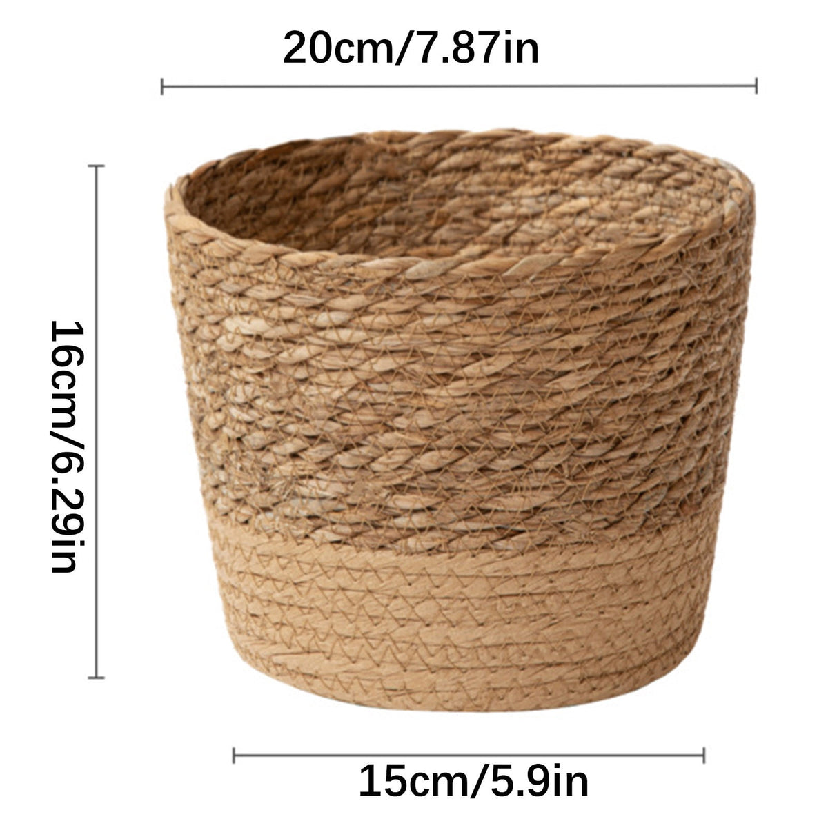 Darzheoy Woven Seagrass Plant Basket, Flower Pots Home Boho Decor, Storage Picnic Grocery Straw Bag for Plant Artificial Tree - 5.5"×8.7"×6.3 D