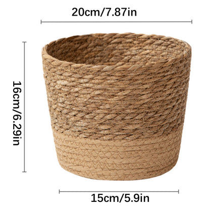 Darzheoy Woven Seagrass Plant Basket, Flower Pots Home Boho Decor, Storage Picnic Grocery Straw Bag for Plant Artificial Tree - 5.5"×8.7"×6.3 D