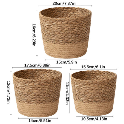 Darzheoy Woven Seagrass Plant Basket, Flower Pots Home Boho Decor, Storage Picnic Grocery Straw Bag for Plant Artificial Tree - 5.5"×8.7"×6.3 D