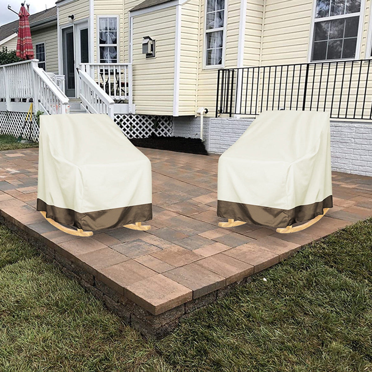 Kdkad Patio Benches Loveseat Covers, Heavy Duty Patio Deep Bench Loveseat Cover, Waterproof Outdoor Deep Sofa Cover, Lawn Patio Furniture Covers with Air Vent 39×32.7×27.6 in Beige