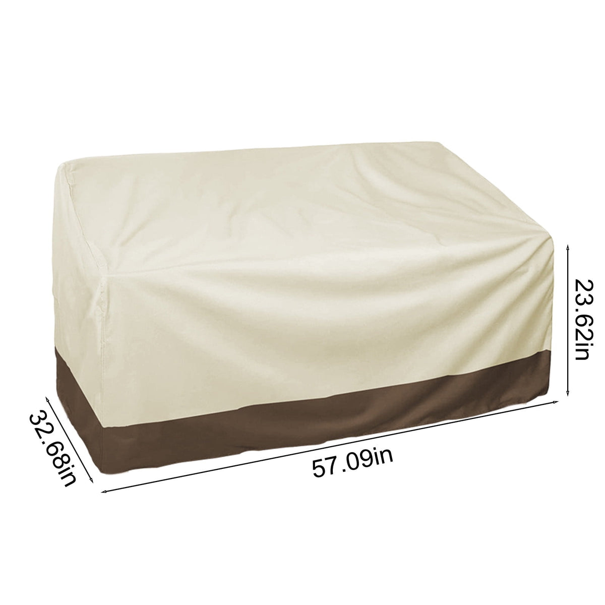 Kdkad Patio Benches Loveseat Covers, Heavy Duty Patio Deep Bench Loveseat Cover, Waterproof Outdoor Deep Sofa Cover, Lawn Patio Furniture Covers with Air Vent 57.9×31×32.7 in Beige