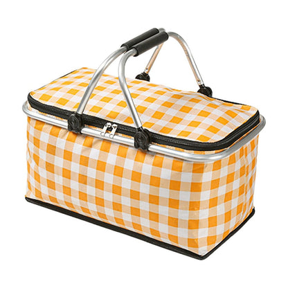 Kdkad Picnic Basket, Collapsible Shopping Basket with Lid Large Market Basket with Handles Reusable Folding Grocery Basket Insulated Cooler Bag for Picnic Travel 18.5×8.7×10.6 in Green
