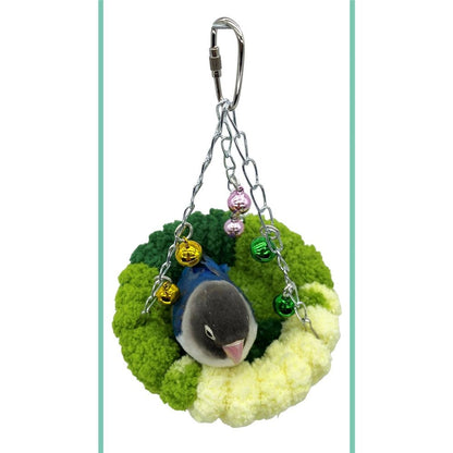 Bird nests, Parrot nests, Warm Winter Bird nests, Sleeping hammocks, birdcages, Hanging Swings, Plush nests, Toys, Little Birds, Cotton nests Small size green