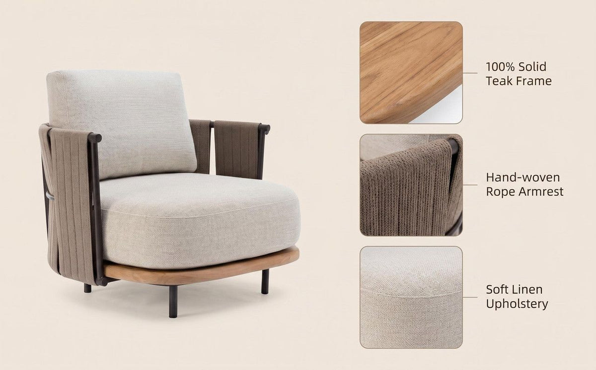 Woven Armrest Single Outdoor Sofa