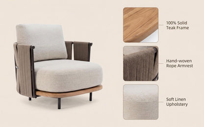 Woven Armrest Single Outdoor Sofa