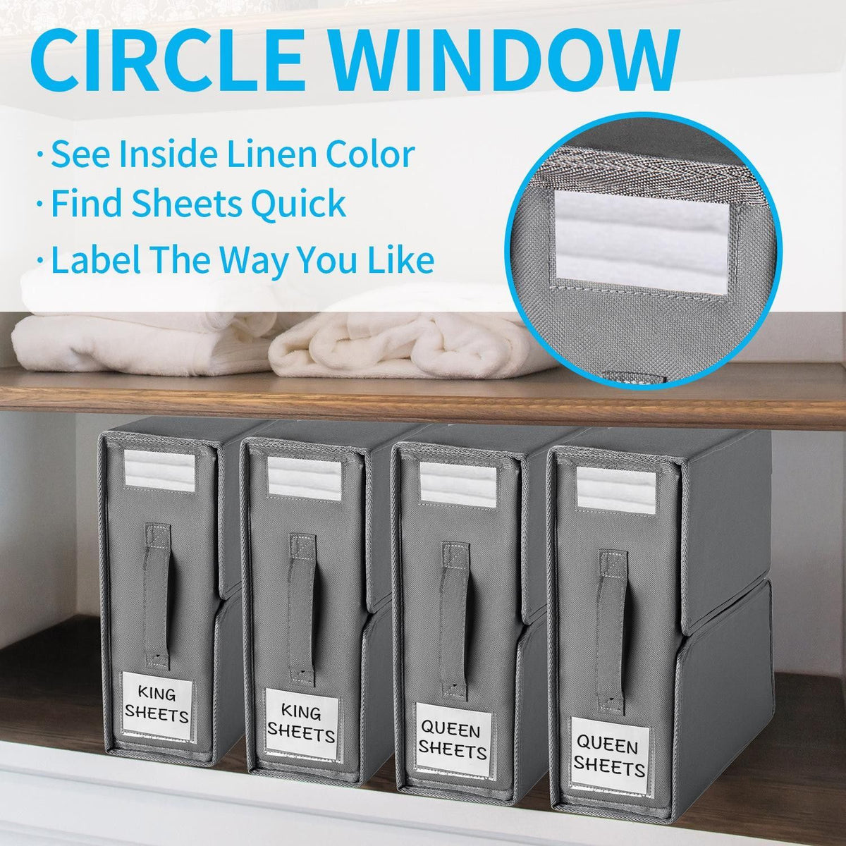 Foldable Bed Sheet Storage Box with Viewing Window, Your Neat Solution for Bedroom and Wardrobe Organization.