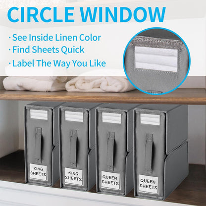 Foldable Bed Sheet Storage Box with Viewing Window, Your Neat Solution for Bedroom and Wardrobe Organization.