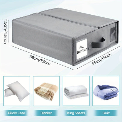 Foldable Bed Sheet Storage Box with Viewing Window, Your Neat Solution for Bedroom and Wardrobe Organization.