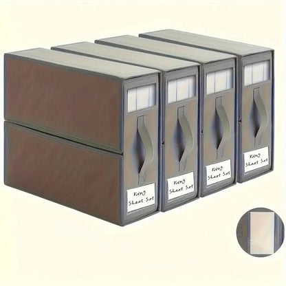 Foldable Bed Sheet Storage Box with Viewing Window, Your Neat Solution for Bedroom and Wardrobe Organization.