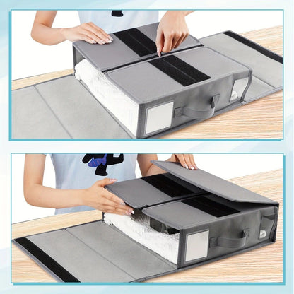 Foldable Bed Sheet Storage Box with Viewing Window, Your Neat Solution for Bedroom and Wardrobe Organization.