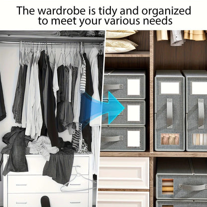 Foldable Bed Sheet Storage Box with Viewing Window, Your Neat Solution for Bedroom and Wardrobe Organization.