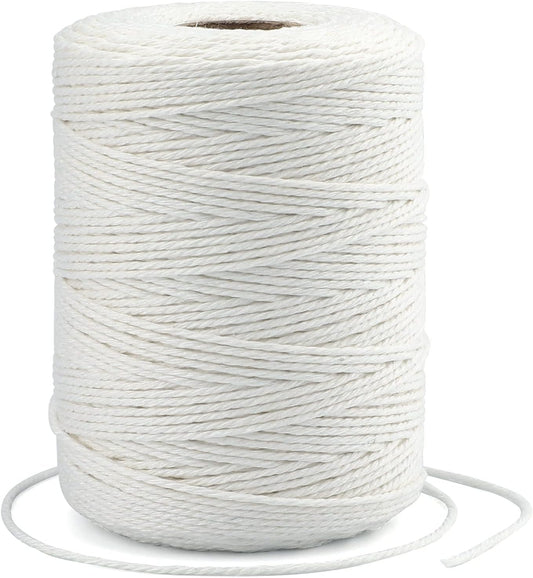 White String, 2MM 656 Feet White Cotton String, Cotton Bakers Twine for Meat, Roasting, Gift Wrapping, Gardening, Macrame, DIY Art & Crafts (200M/218Yard,12Ply)
