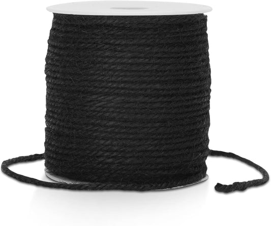 Natural Jute Twine, 3MM 328 Feet Thick Garden Twine String, Black Heavy Duty Hemp Rope String for Gift Wrapping, DIY Arts & Crafts, Climbing Plants, Home Decor