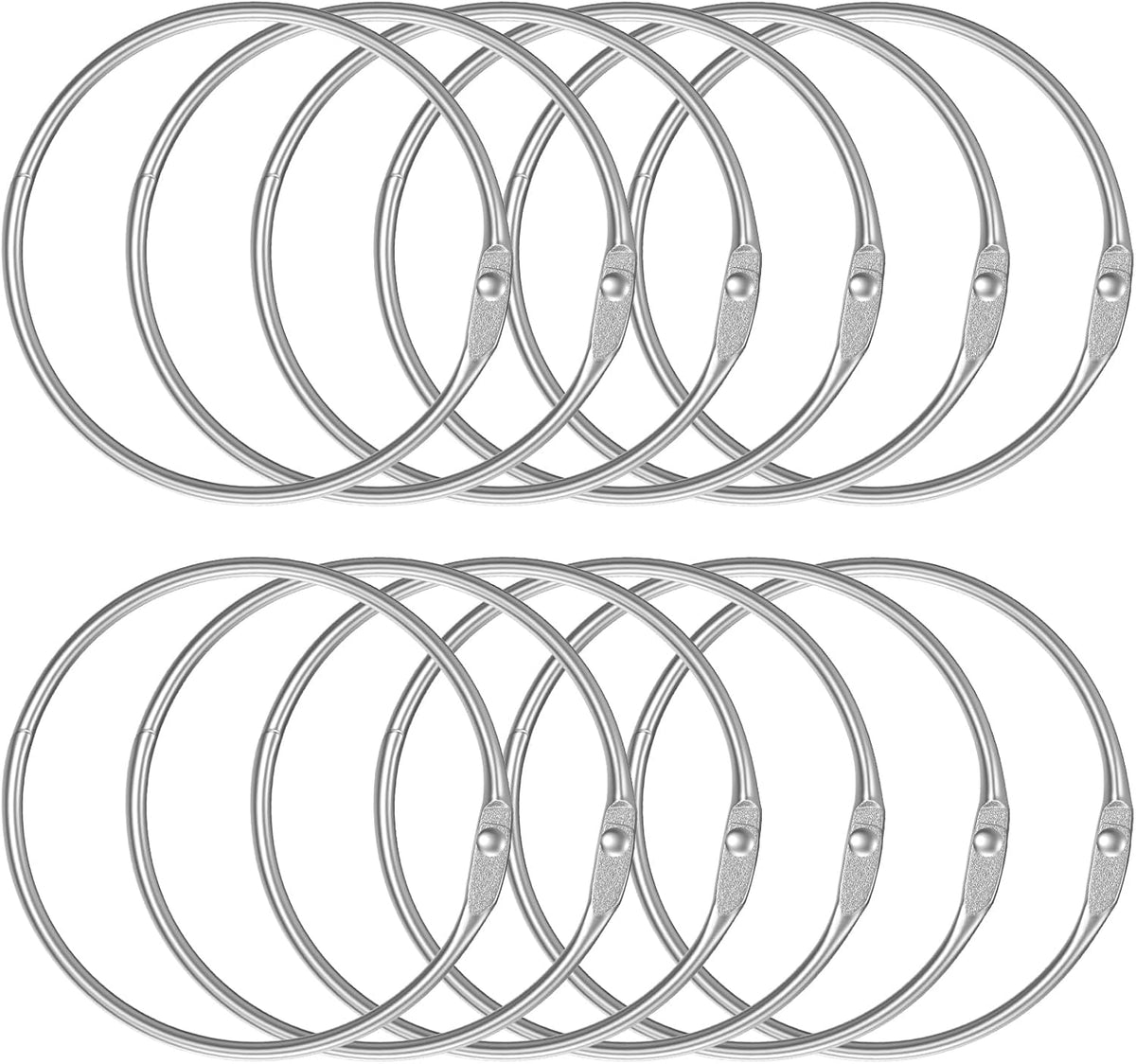 Loose Leaf Binder Rings 2 Inch Smooth Steel Book Rings for Index Cards Flash Cards Receipts Memos Photos and Files Heavy Duty Organizers Loops for Office School and Home Use, 12 Pack