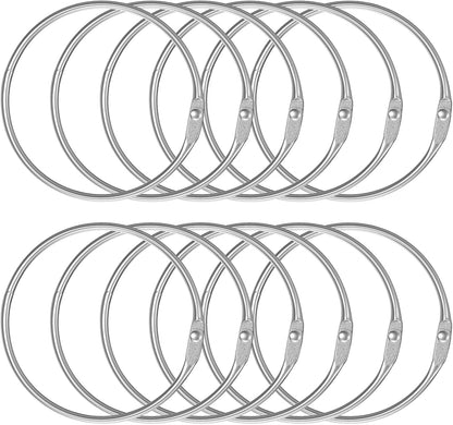 Loose Leaf Binder Rings 2 Inch Smooth Steel Book Rings for Index Cards Flash Cards Receipts Memos Photos and Files Heavy Duty Organizers Loops for Office School and Home Use, 12 Pack