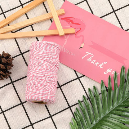 Pink and White Twine String, 328 Feet Christmas Bakers Twine String, 2MM Heavy Duty Packing String for DIY Crafts, Christmas Decoration, Gift Wrapping, Craft Wrapping
