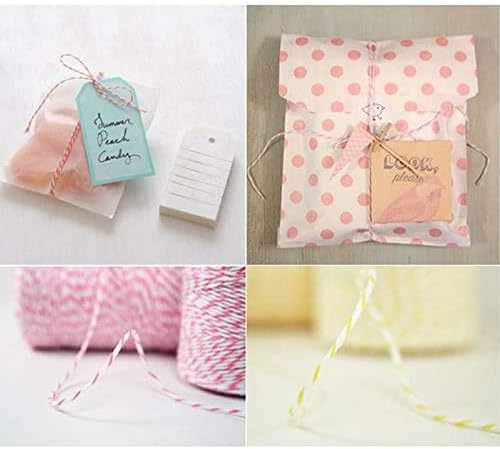 Pink and White Twine String, 328 Feet Christmas Bakers Twine String, 2MM Heavy Duty Packing String for DIY Crafts, Christmas Decoration, Gift Wrapping, Craft Wrapping