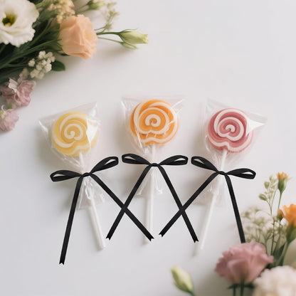 Twist Tie Bows 5x7Inch - 30Pcs Premade Black Gift Bow for Cake Gift Wrapping Balloon Craft Treat Bag Black Satin Ribbon Bows for Wedding Baby Shower Birthday Party Halloween Christmas Decor