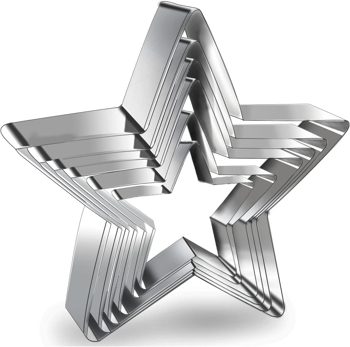 6 Pieces Star Cookie Cutters Set - Stainless Steel Five-Pointed Shaped Cutter, Biscuit Molds, Fondant Cake Cheese Pastry Mold Bakeware Tools Christmas Gifts (Assorted Sizes)