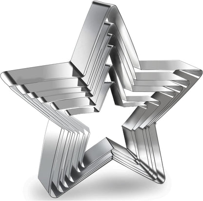 6 Pieces Star Cookie Cutters Set - Stainless Steel Five-Pointed Shaped Cutter, Biscuit Molds, Fondant Cake Cheese Pastry Mold Bakeware Tools Christmas Gifts (Assorted Sizes)