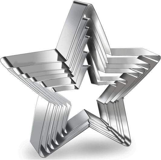 6 Pieces Star Cookie Cutters Set - Stainless Steel Five-Pointed Shaped Cutter, Biscuit Molds, Fondant Cake Cheese Pastry Mold Bakeware Tools Christmas Gifts (Assorted Sizes)