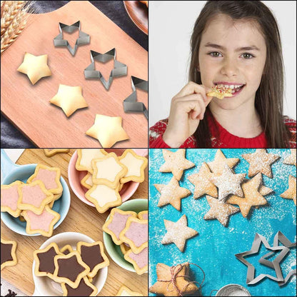 6 Pieces Star Cookie Cutters Set - Stainless Steel Five-Pointed Shaped Cutter, Biscuit Molds, Fondant Cake Cheese Pastry Mold Bakeware Tools Christmas Gifts (Assorted Sizes)