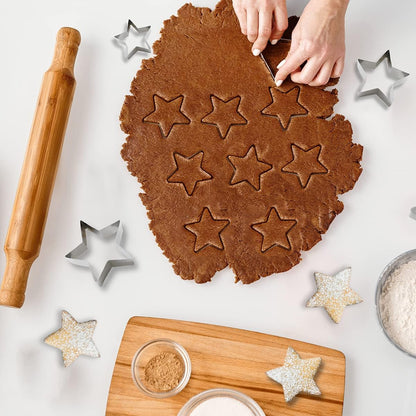 6 Pieces Star Cookie Cutters Set - Stainless Steel Five-Pointed Shaped Cutter, Biscuit Molds, Fondant Cake Cheese Pastry Mold Bakeware Tools Christmas Gifts (Assorted Sizes)