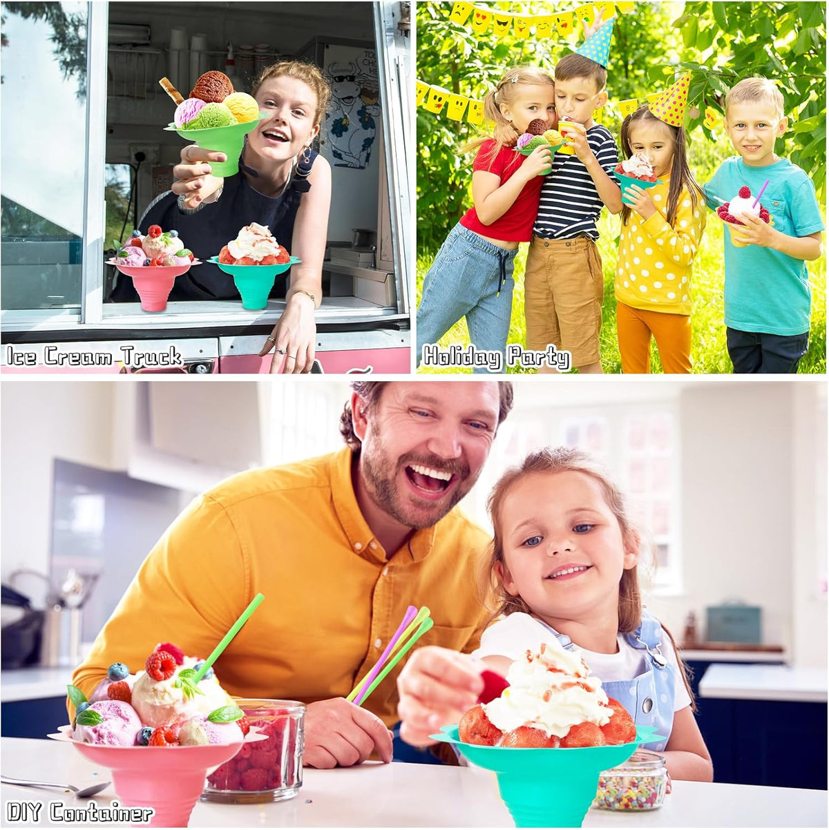 200 Pcs Colorful Snow Cone Cups with Spoon Straws,Flower Shaped Ice Cream Cup,Plastic Cone Snacks Cups for Summer Holiday,Party Trifle and Shaved Ice