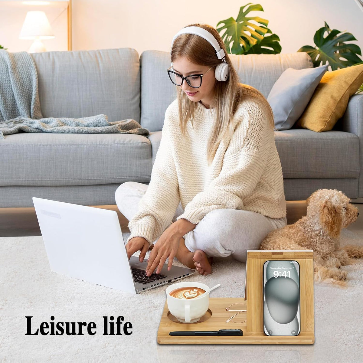 Bamboo Book Holder, Triangle Book Holder Stand with Acrylic Picture Frame, Book Rest with Cup Holder, Tablet and Kindle Stand, Book Lovers Gifts, Bookish Gifts, Bamboo Book Rest Stand