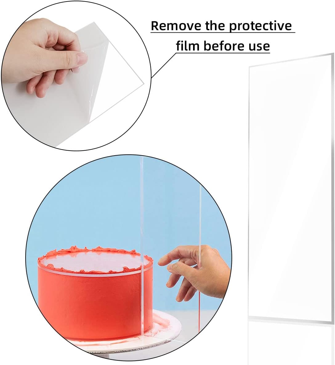 4 Pieces Large Clear Acrylic Cake Scraper Set Cakes Smoother Stripes Edge Contour Comb for DIY Icing Frosting Buttercream Cream Decorating Kitchen Baking Tool Mousse Pastry Cutter