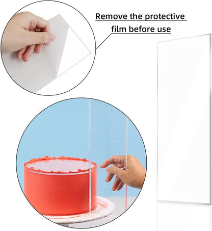 4 Pieces Large Clear Acrylic Cake Scraper Set Cakes Smoother Stripes Edge Contour Comb for DIY Icing Frosting Buttercream Cream Decorating Kitchen Baking Tool Mousse Pastry Cutter