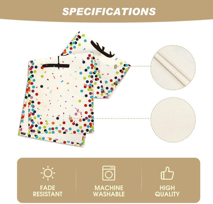 Polka Dot Beige Happy Birthday Table Runner, Seasonal Kitchen Dining Table Decoration for Home Party Decor 13x72 Inch