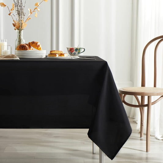 Table Cloth 60x102 Inch Black Tablecloth for 6 Foot Table Washable Polyester Rectangle Tablecloth for Buffet Table, Parties, Holiday Dinner, Wedding