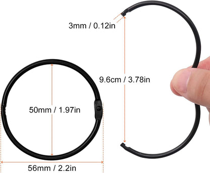 Loose Leaf Binder Book Rings -  36 Pcs 2 Inch Large Metal O Ring Binding Rings for Index Card, School Notecards, Office (Black)