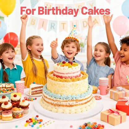 14 Inch Round Cake Drums - 4 Pack 14inch Cake Boards, 1/2 Inch Sturdy Cake Base Board with Corrugated Edges for Birthday Wedding Party Baking Display