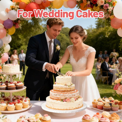 14 Inch Round Cake Drums - 4 Pack 14inch Cake Boards, 1/2 Inch Sturdy Cake Base Board with Corrugated Edges for Birthday Wedding Party Baking Display