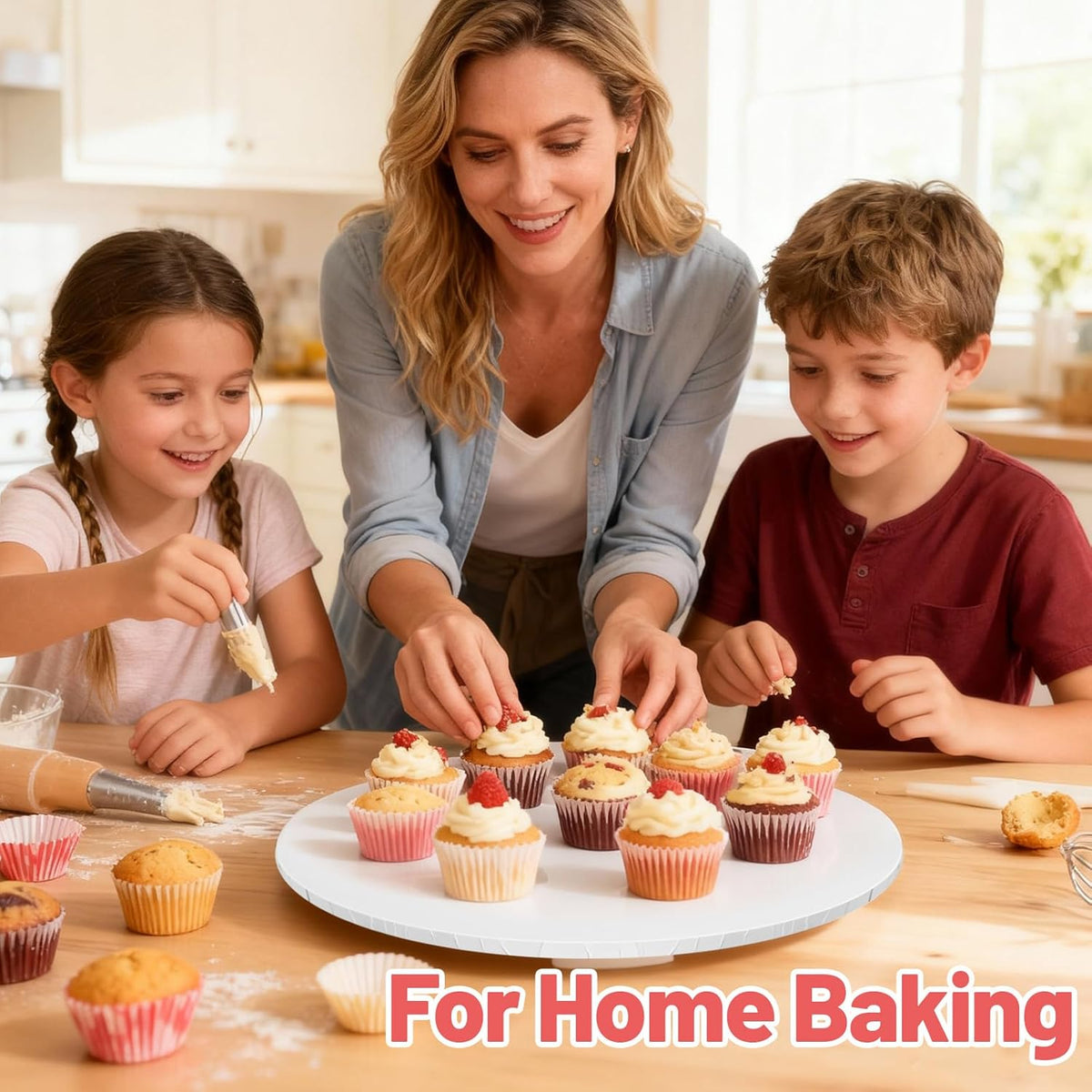 14 Inch Round Cake Drums - 4 Pack 14inch Cake Boards, 1/2 Inch Sturdy Cake Base Board with Corrugated Edges for Birthday Wedding Party Baking Display