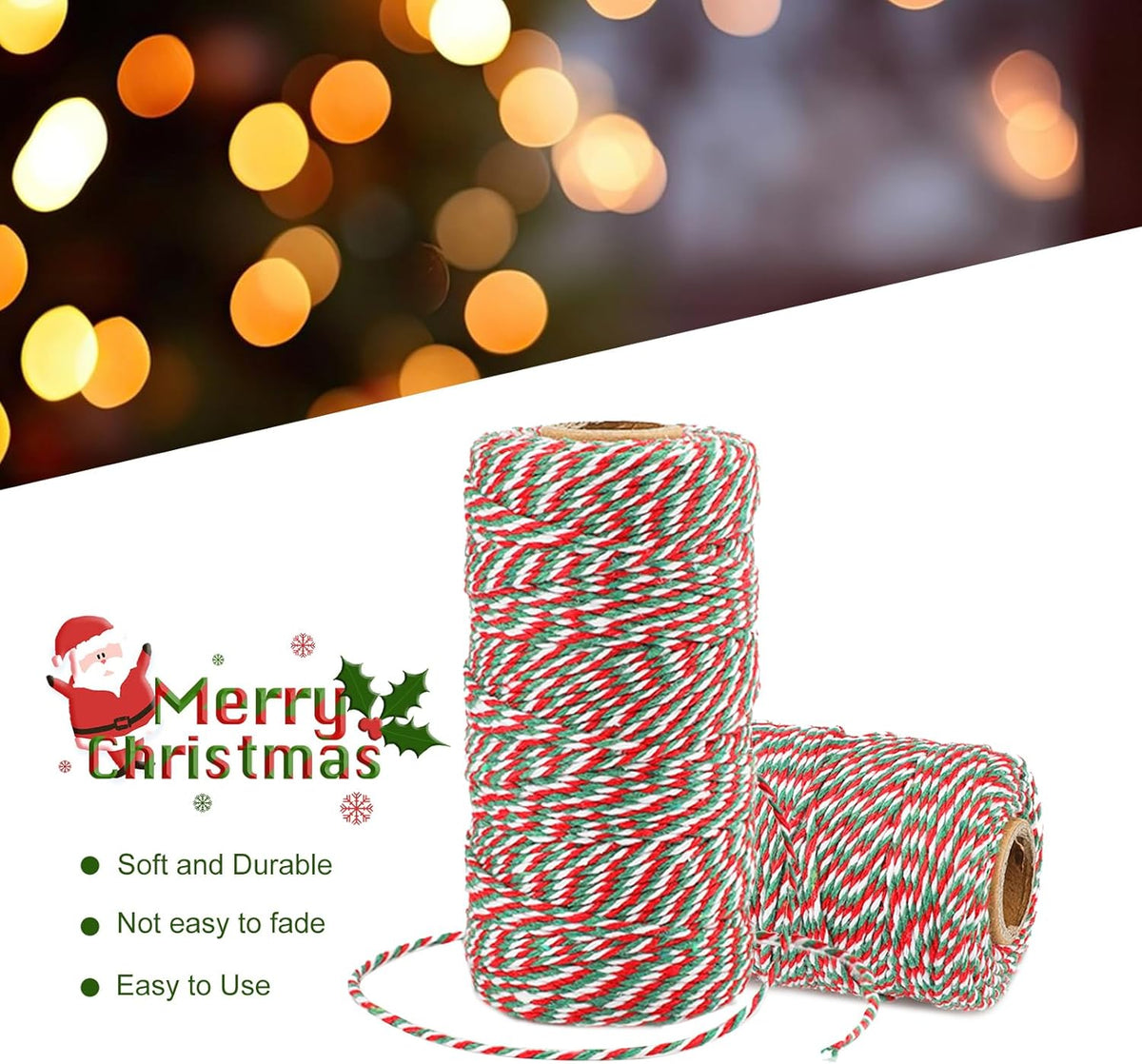 White Twine String and Red Green and White Bakers Twine String