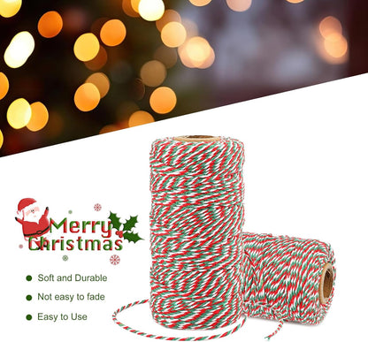 White Twine String and Red Green and White Bakers Twine String