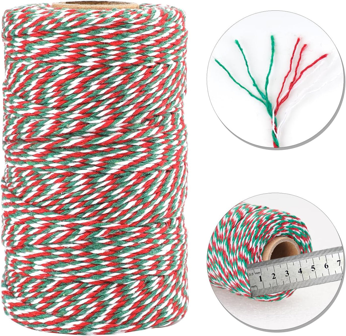 White Twine String and Red Green and White Bakers Twine String
